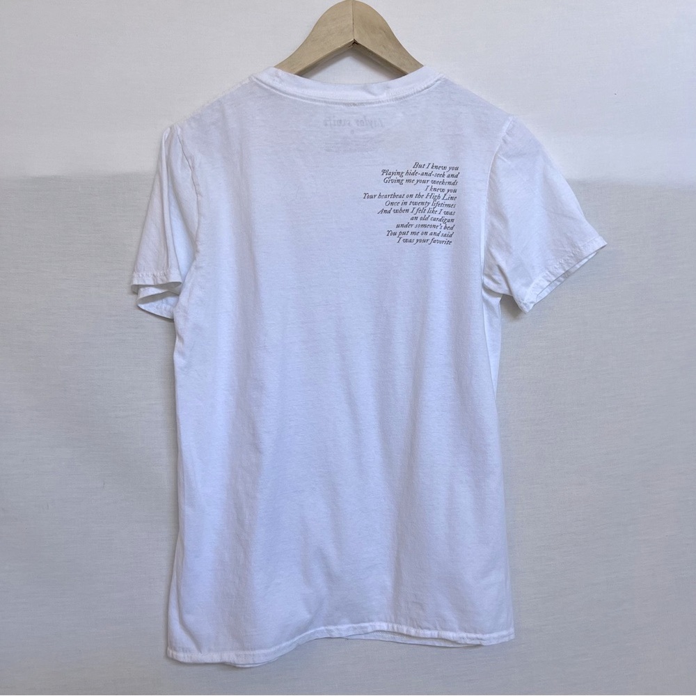 Taylor Swift Folklore 100% Cotton Monochrome Graphic Tee in White - Picture 4 of 9